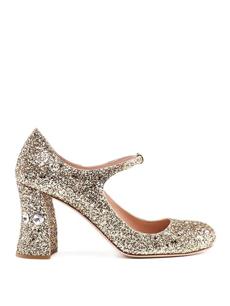 miu miu mary jane glitter heel|mary jane pumps glitter block heel.